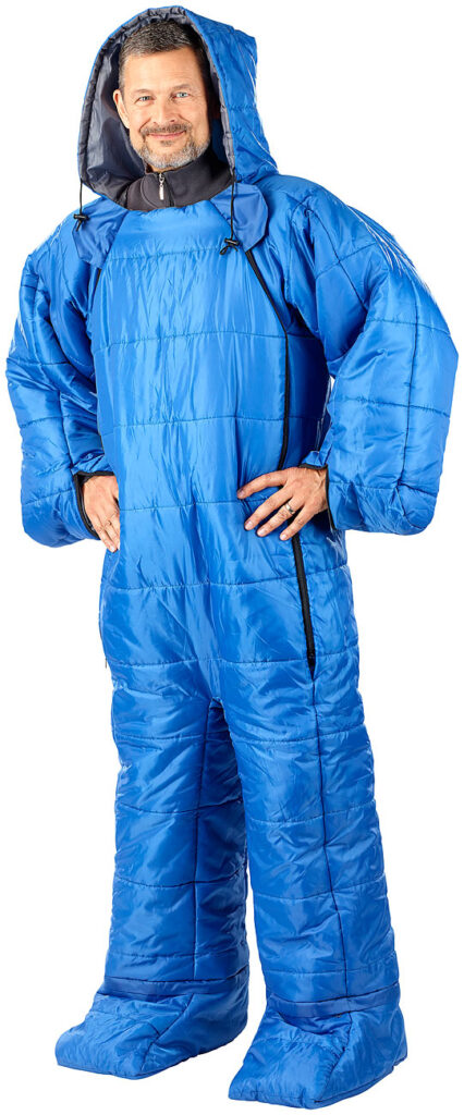 Schlafsack für Erwachsene mit Armen & Beinen, Grösse M, 180cm, blau