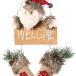 Weihnachtsmann-Tür-Dekoration mit „Welcome“-Schriftzug, zum Aufhängen