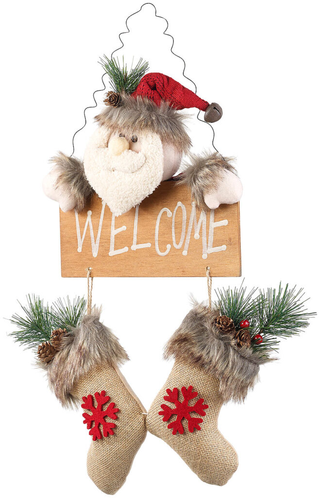 Weihnachtsmann-Tür-Dekoration mit „Welcome“-Schriftzug, zum Aufhängen
