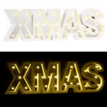 LED-Schriftzug „XMAS“ aus Holz & Spiegeln mit Timer & Batteriebetrieb LED-Schriftzug „XMAS“ aus Holz & Spiegeln mit Timer & Batteriebetrieb