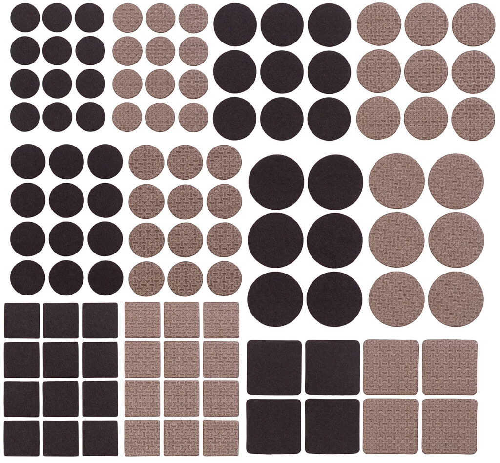 110-teiliges Filzgleiter- und Möbelpuffer-Set, selbstklebend, braun
