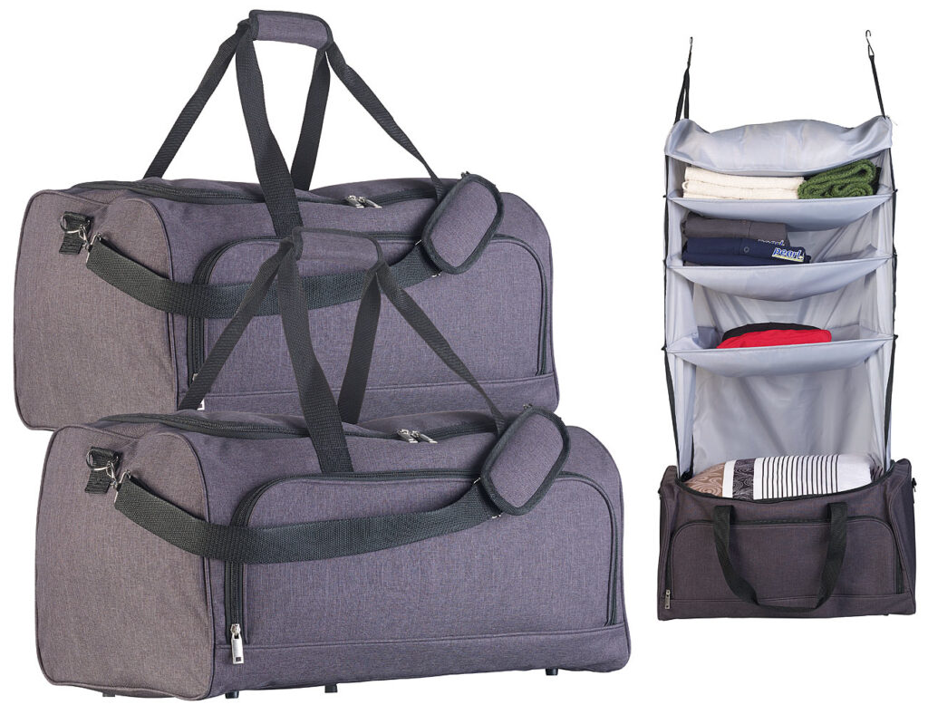 2er-Set faltbare Reisetaschenmit Wäsche-Organizer zum Aufhängen