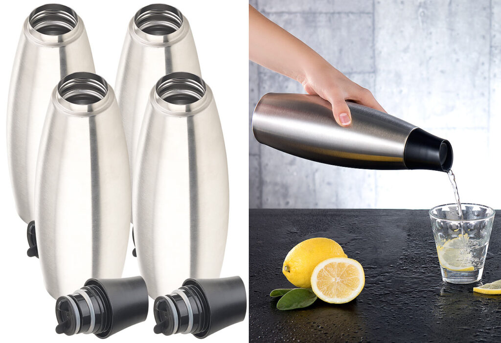 4er-Set Design-Thermo-Isolierflaschen mit Klick-Verschluss, 650 ml