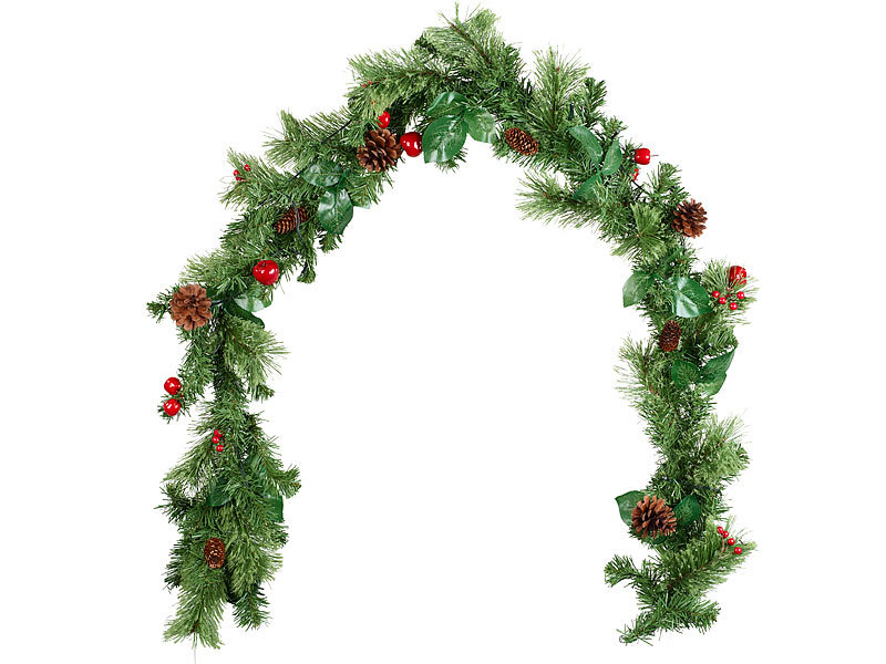 Deko-Tannengirlande, geschmückt, beleuchtet mit 20 LEDs, 180 cm
