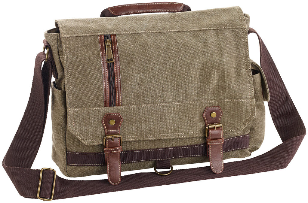 Geräumige Canvas-Retro-Umhängetasche für Notebooks bis 33 cm/13″, oliv