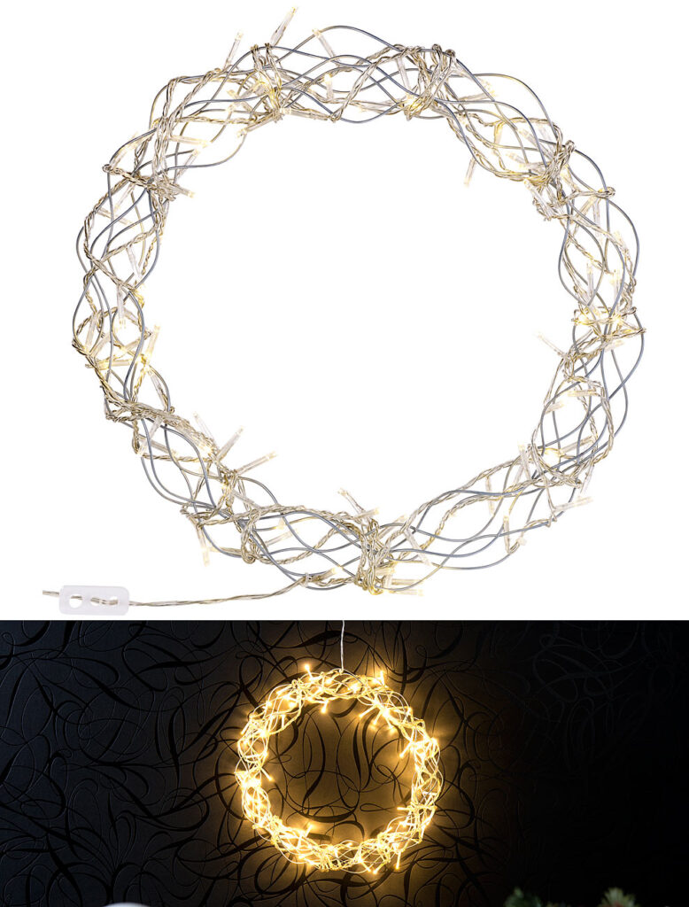 LED-Lichterkranz für Fenster, Türen u.v.m., 90 warmweisse LEDs, Ø 30 cm