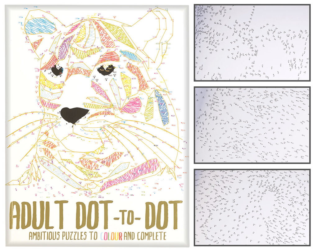 Malbuch für Erwachsene „Dot-to-Dot“, 32 Punkt-Motive über 500 Punkte
