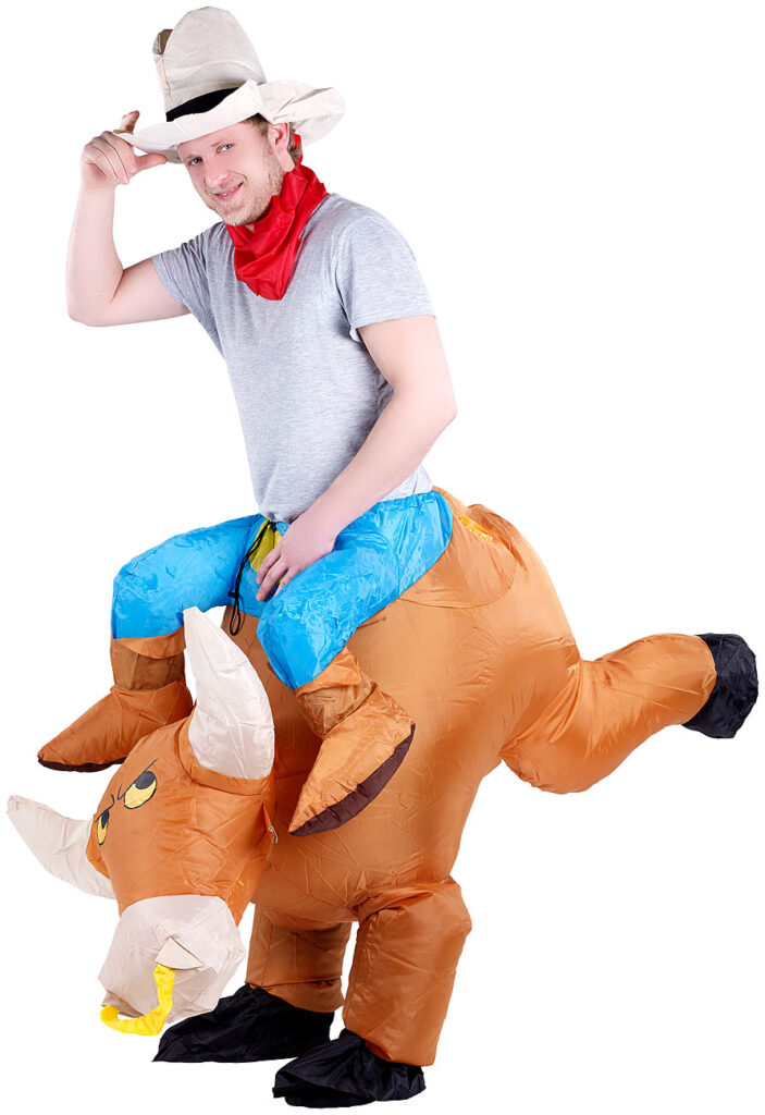 Selbstaufblasendes Kostüm „Bullenreiter“