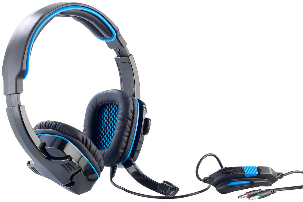 Gaming-Headset mit Lautstärkeregler und Mikrofon-Stummschalter