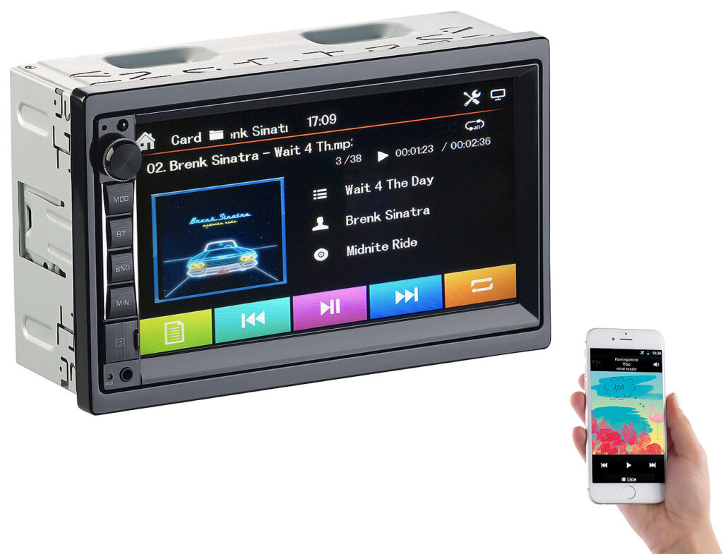 2-DIN-MP3-Autoradio mit Touchdisplay, Bluetooth, Freisprecher, 4 x 45 Watt