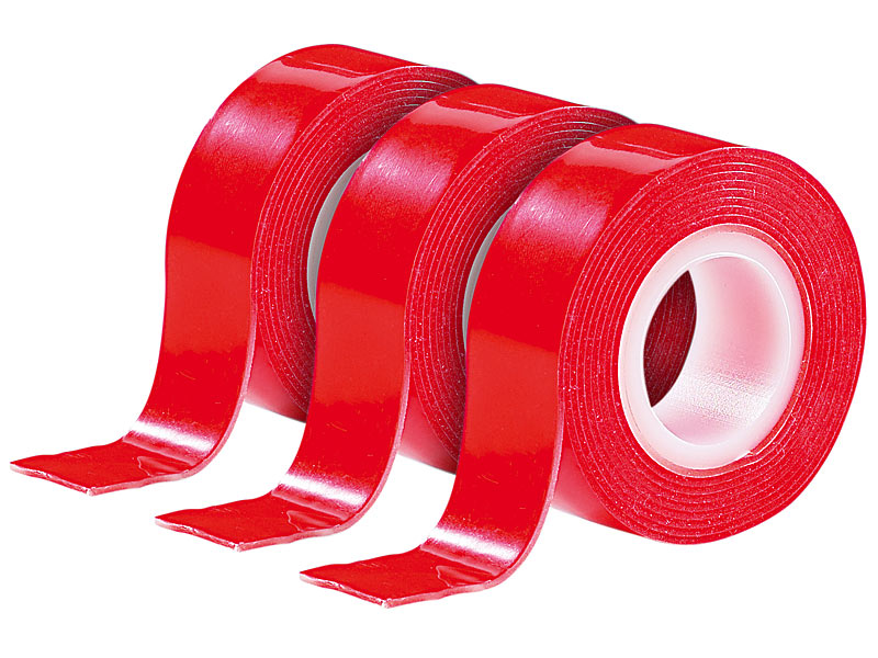 3er-Set Doppelseitiges Klebeband, 19 mm x 1,5 m, Tragkraft 200 g/cm²