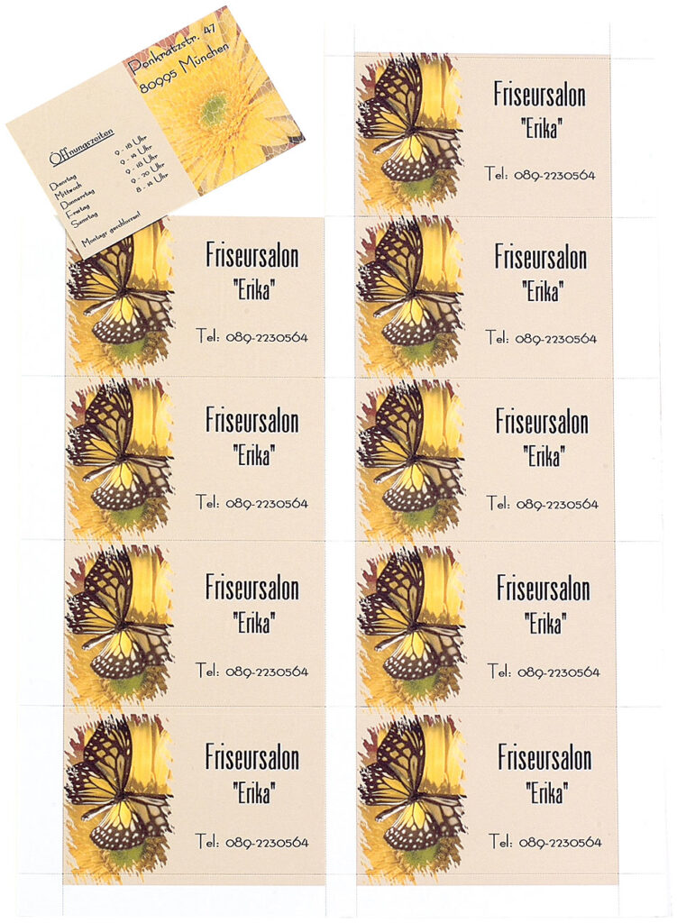 250 Visitenkarten, microperforiert, Inkjet & Laser, 250 g/m², 85 x 54