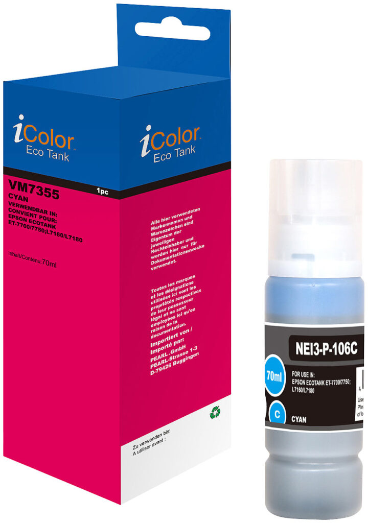 Nachfüll-Tinte für Epson, ersetzt Epson C13T00R240, cyan (blau)