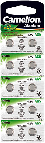Knopfzelle AG5 / 393 / LR48 /LR74 1,5V 66 mAh, 10er-Blister