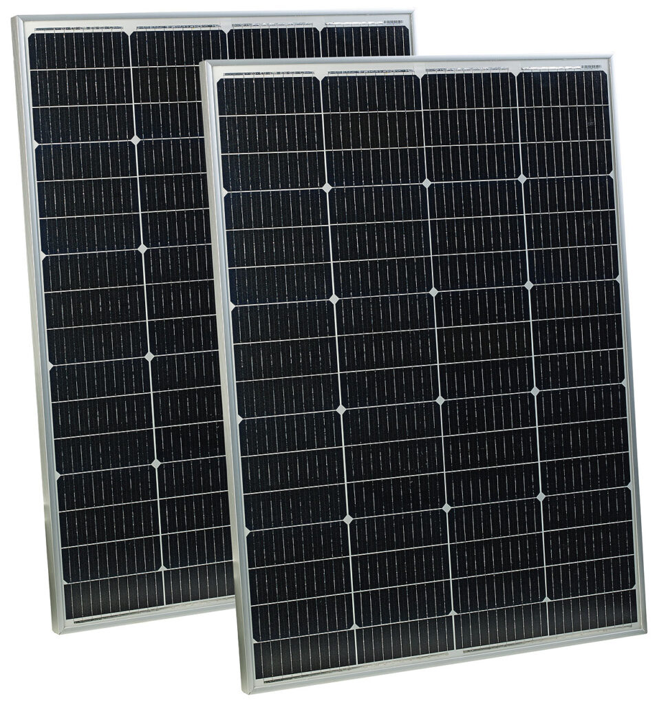 2er-Set mobile monokristalline Solarpanele, 36 Volt, 150 Watt, MC4-komp.