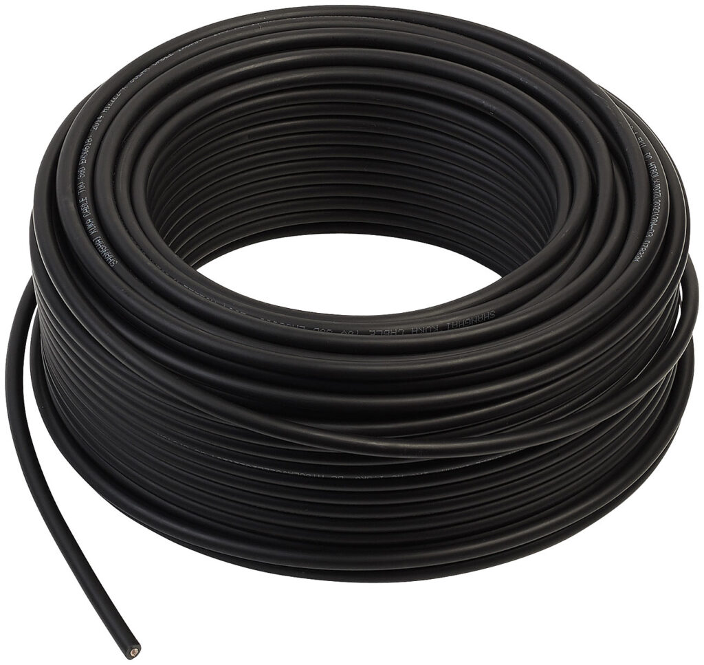 Solarkabel mit 1x 4 mm² (12 AWAWG), 50 m, IP68, bis 1.800 V, schwarz