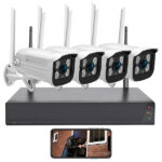 Funk-Überwachungssystem mit IP-HDD-Rekorder & 4 Kameras, 2K + und App Funk-Überwachungssystem mit IP-HDD-Rekorder & 4 Kameras, 2K + und App