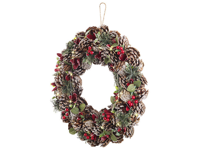 Advents- und Weihnachtskranz mit LED-Beleuchtung in rot, Ø 44 cm