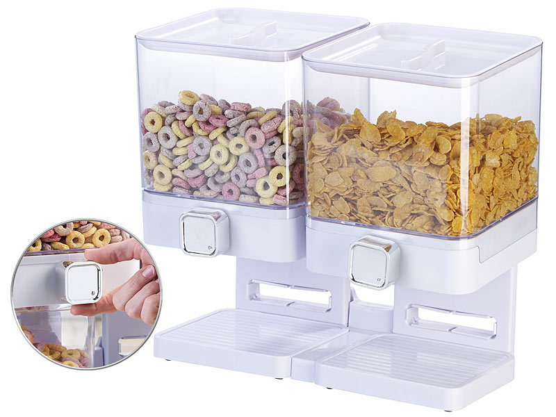 Doppel-Spender für Cerealien & Snacks, 33,5 x 30,5 x 16,5 cm, weiss