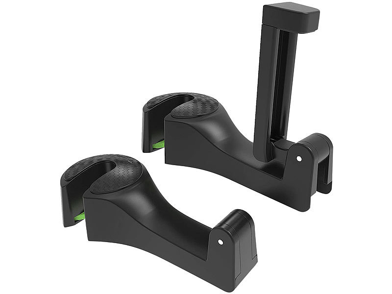 2er-Set Kfz-Kopfstützen-Halterung, Haken & Smartphone-Klemme 5,5-8,5 cm