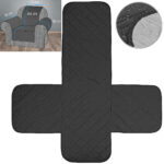 Wende-Schonbezug für 1-Sitzer-Sofa, wasserabweisend, Grau/Schwarz