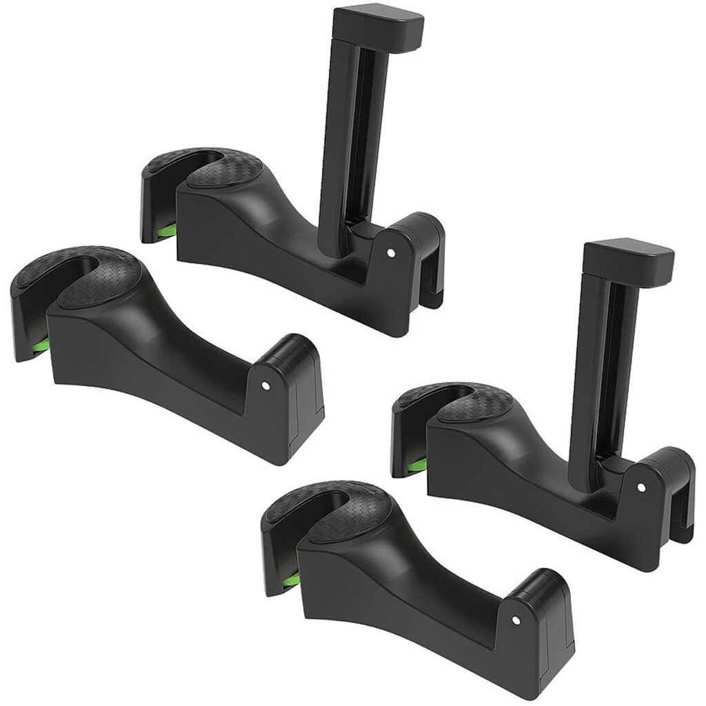 4er-Set Kfz-Kopfstützen-Halterung, Haken & Smartphone-Klemme 5,5-8,5 cm