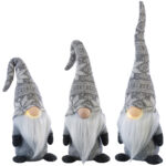 3er-Set Deko-Wichtel mit leuchtender Nase, Batteriebetrieb, je 34 cm, grau 3er-Set Deko-Wichtel mit leuchtender Nase, Batteriebetrieb, je 34 cm, grau