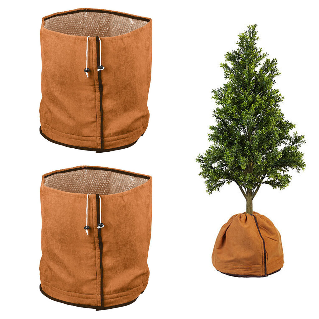 2er-Set Thermo-Topfschutz für Pflanzen, je 40 x 40 cm, mit Drainage, braun