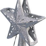 LED-Weihnachtsstern-Baumspitze mit Projektor, silber