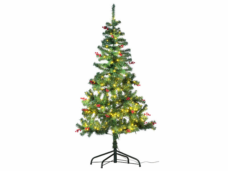 Weihnachtsbaum mit roten Beeren, 180 cm, 364 Zweige, 240 LEDs