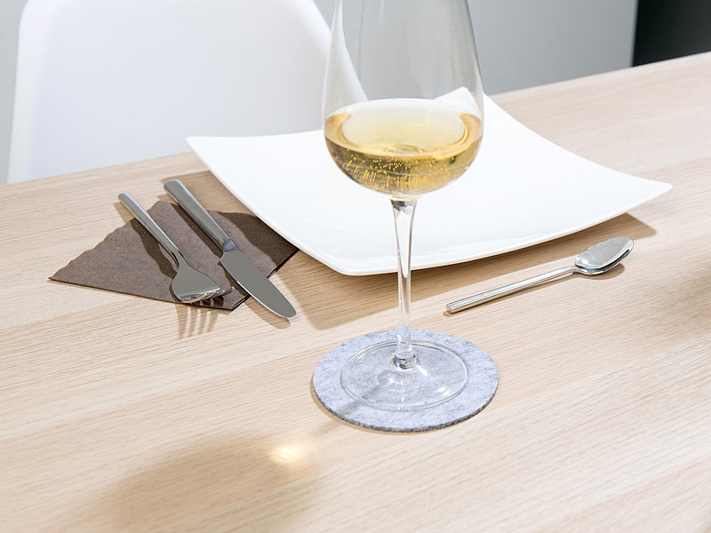 6er-Set Abwaschbare Filz-Untersetzer, hellgrau, Ø 10 cm