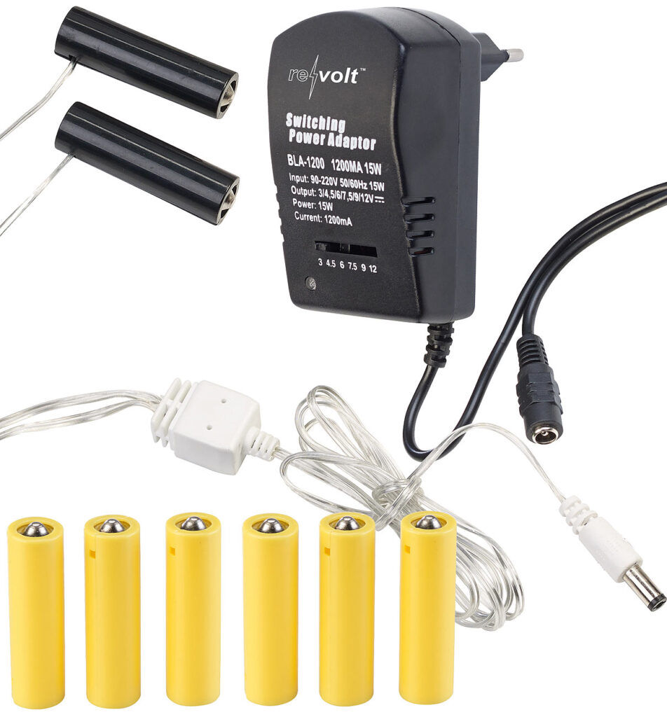 Batterie-Netzteil-Adapter für bis zu 2 Geräte, ersetzt 8 AA-Batterien