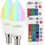 2er-Set LED-Kerzen E14, RGBW, 4,8 W (ersetzt 40 W), 470 Lumen, dimmbar