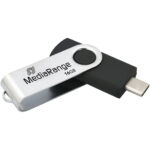 USB-Stick Typ-C, USB 3.2 Gen1, 16GB, schwarz-silber