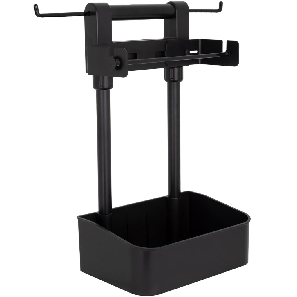 Grill-Butler mit Haken und Ablage für Grillzubehör und Küchenrolle, schwarz