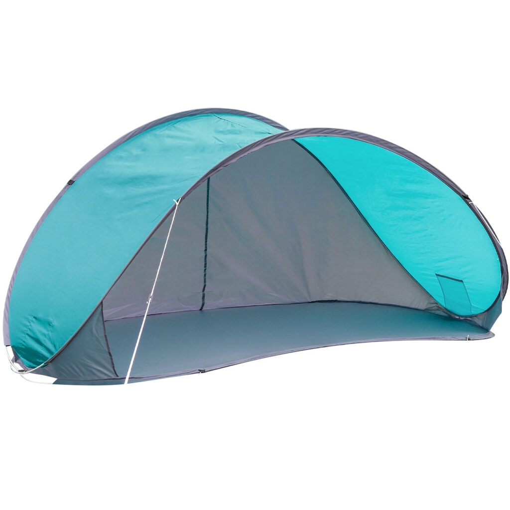 Pop-Up Strandmuschel, grau-türkis