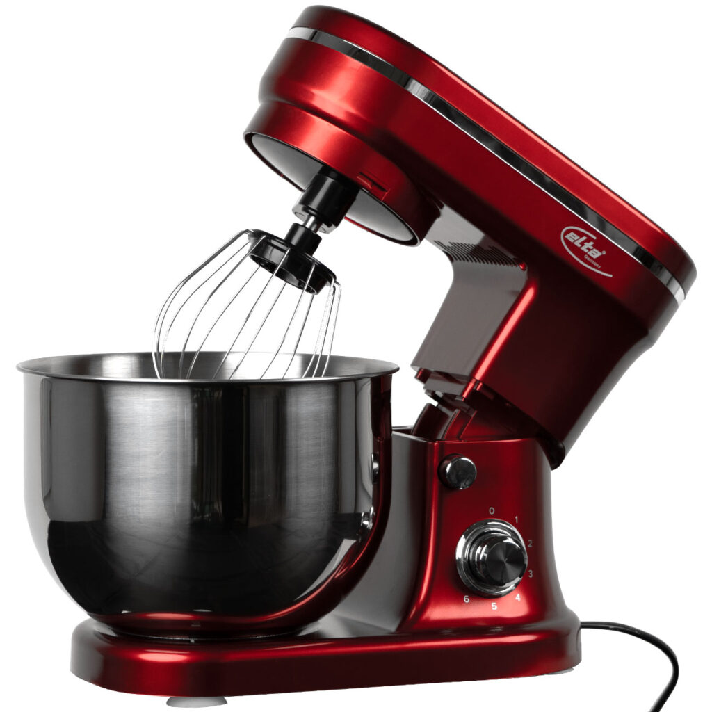 Küchenmaschine in edlem Rot-Silber, 1200 W