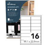 Universal-Klebe-Etiketten, stark haftend, 99.1 x 33.9 mm, 50 Blatt / 800 Etiketten, weiss