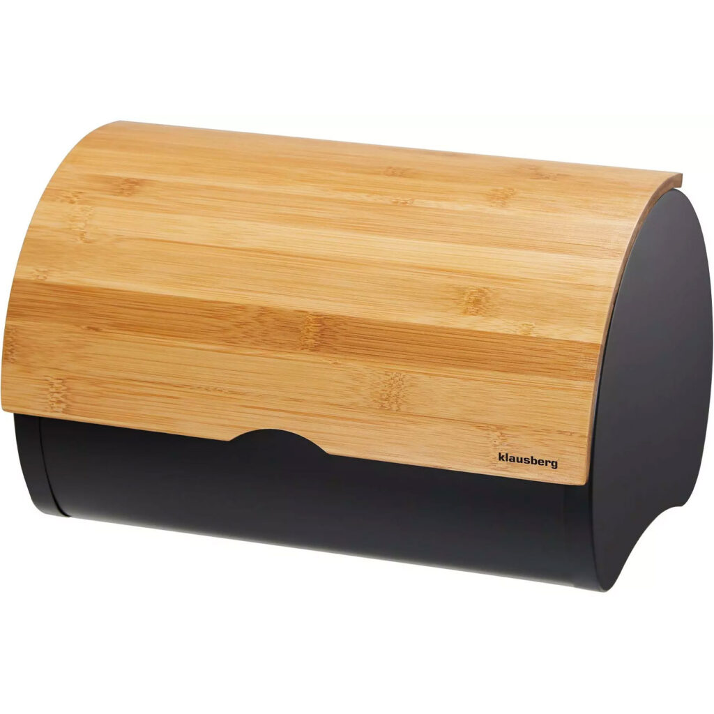 Brotkasten matt-schwarz mit Deckel aus Bambus Brotkasten matt-schwarz mit Deckel aus Bambus