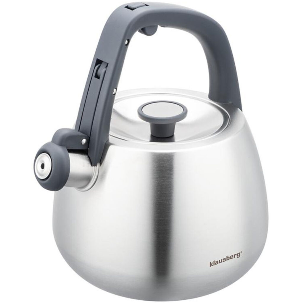 Edelstahl-Wasserkessel mit schwarzen Griffen, 2,5 l