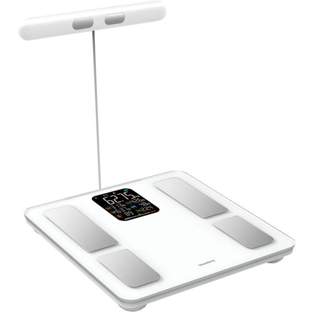 Personenwaage mit Handsensoren & digitalem Farbdisplay, weiss