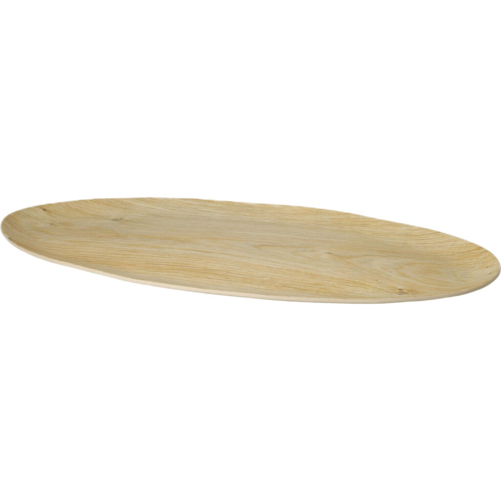 Ovale Servierplatte aus Melamin in Holzoptik-Design, 43 x 20 x 1,6 cm