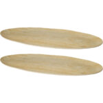 2er-Set Ovale Servierplatte aus Melamin in Holzoptik-Design, 43 x 20 x 1,6 cm