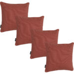 4er-Set  Deko-Kissen wasserabwesend, bequemes Outdoorkissen, terra , 50 x 50 x 10 cm