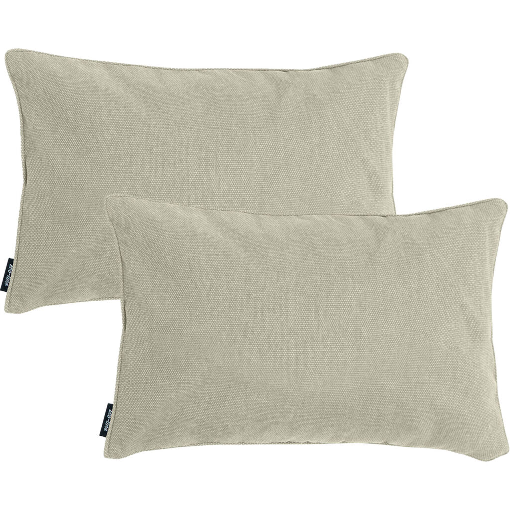 2er-Set Deko-Kissen wasserabwesend, bequemes Outdoorkissen, beige , 50 x 30 x 10 cm
