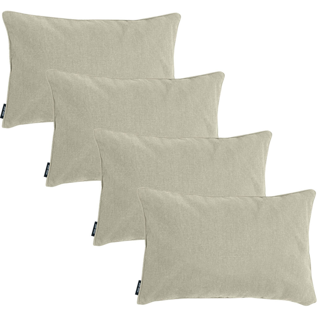 4er-Set  Deko-Kissen wasserabwesend, bequemes Outdoorkissen, beige , 50 x 30 x 10 cm