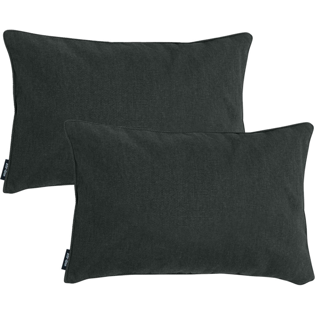 2er-Set Deko-Kissen wasserabwesend, bequemes Outdoorkissen, dunkel grau, 50 x 30 x 10 cm