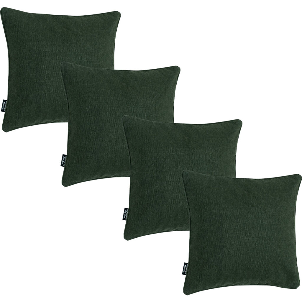 4er-Set Deko-Kissen wasserabwesend, bequemes Outdoorkissen, grün, 50 x 50 x 10 cm