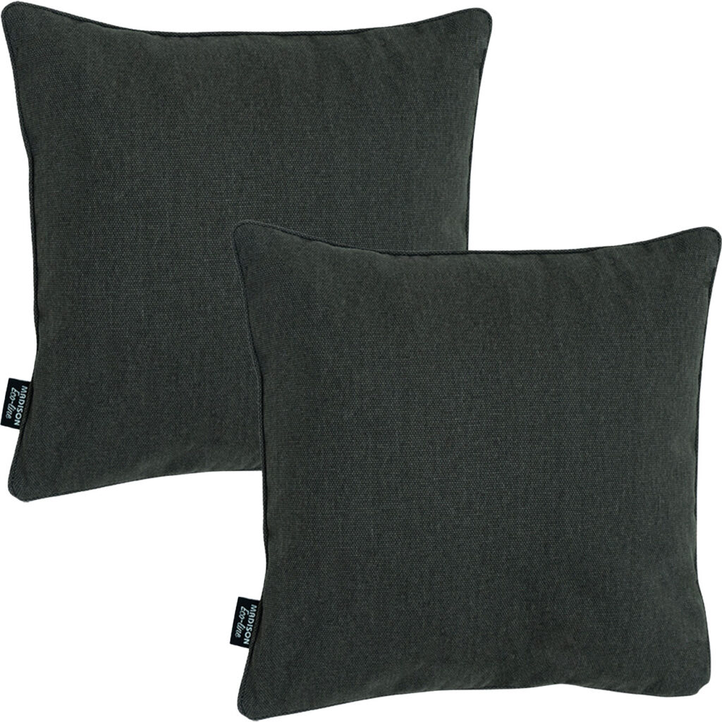 2er-Set Deko-Kissen wasserabwesend, bequemes Outdoorkissen, dunkel grau, 50 x 50 x 10 cm