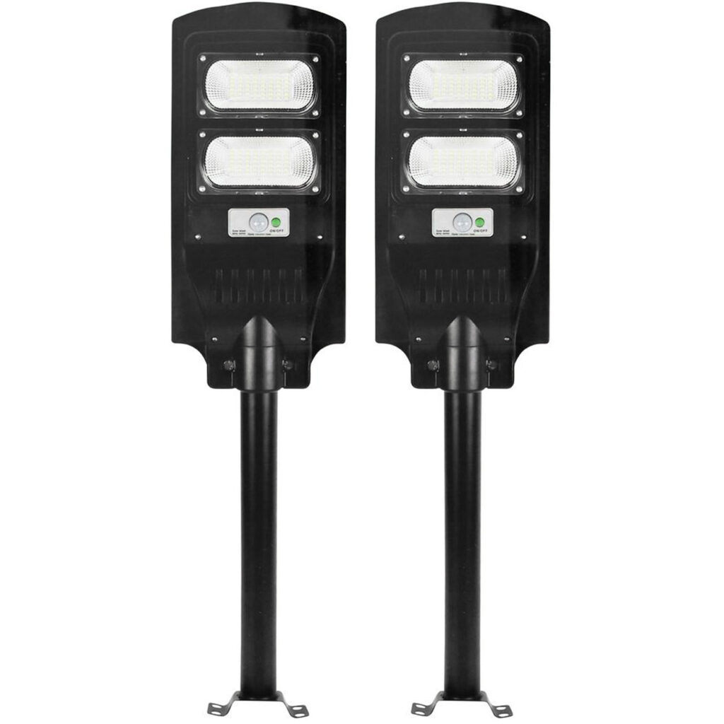 2er-Set LED Solar Strassenleuchte mit Lichtsensor & Fernbedienung, 100 Watt, IP65